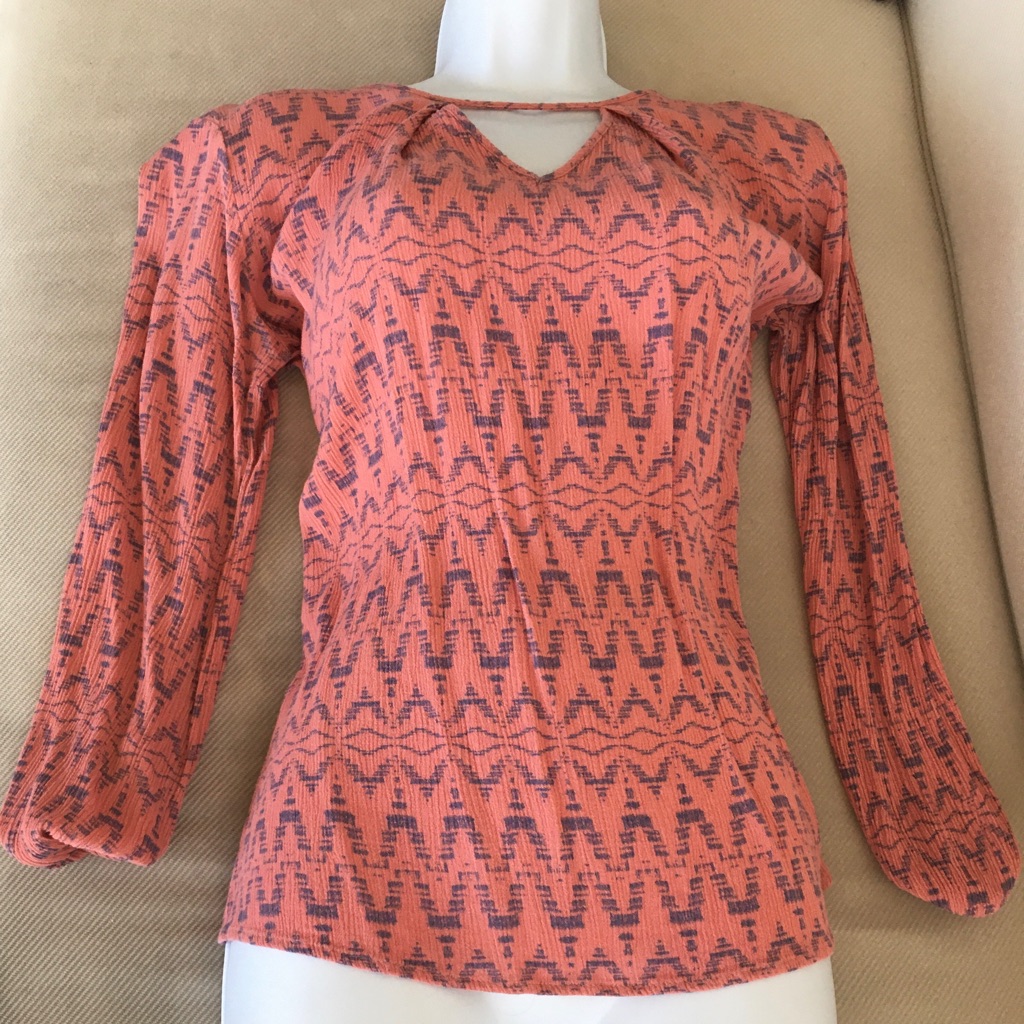 Hip Coral & Blue Blouse